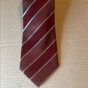 Canali Red and Gray Silk Striped Tie